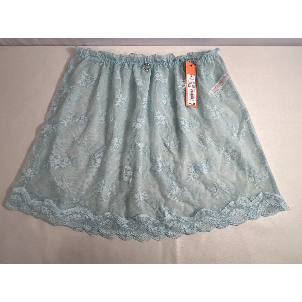 COLSIE Women's Light Blue Sheer Lace Mini‎ Skirt Cover Up Sz SMALL